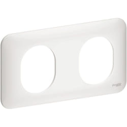 Plaque de finition 2 postes blanche horizontal entraxe 71mm pour appareillage mural OVALIS