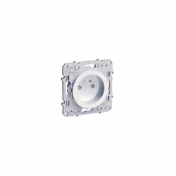 Odace - prise de courant - 2P+T - française - blanc (RAL 9003) - brillant - fixation avec griffes ou par vis - Raccordement : ...