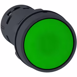 Bouton monostable à impulsion - Vert - étanche Ce bouton poussoir impulsionnel (retour à la position initiale quand on relâch ...