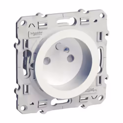 Odace - prise de courant - 2P+T - française - blanc (RAL 9003) - brillant - fixation avec griffes ou par vis - Raccordement : ...