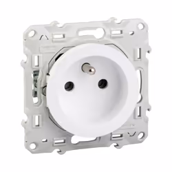 Schneider Electric - odace prise de courant 2P+T blanc, à griffes, 2 connexions rapides par pôle