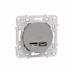 Odace - prise USB double - type A+C - Alu - 5 Vcc - 2,4A