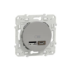 Odace - prise USB double - type A+C - Alu - 5 Vcc - 2,4A (S530401)