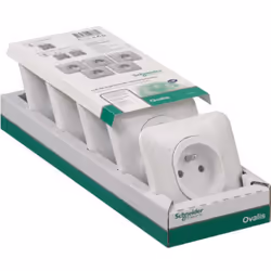 Pack de 5 prises de courant encastrées SCHNEIDER Ovalis S26S059- 2P+T - 16A - 250V - blanc Avec Ovalis, Schneider Electric re ...