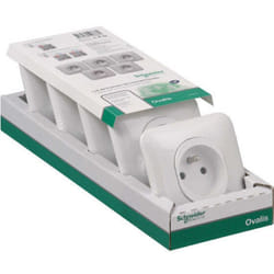 Schneider Electric - Pack de 5 prises de courant encastrées schneider Ovalis S26S059- 2P+T - 16A - 250V - blanc