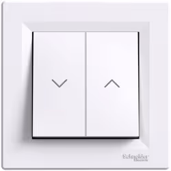 Bouton de volet roulant blanc, série Asfora, marque Schneider Electric, référence EPH1300121. Raccordement des fils par borne ...