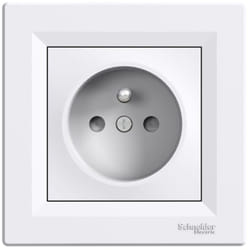 Schneider Electric - Prise Simple 2P + t avec obturateurs 16A IP20 EPH2800221 blanc Schneider Asfora