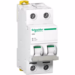 Description générale Interrupteur-sectionneur bipolaire Acti9 iSW de Schneider Electric, conçu pour assurer l'ouverture et la ...