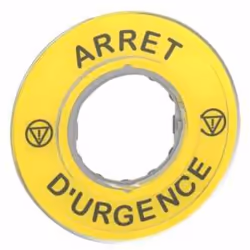 schneider harmony xb4 et xb5 - zby9120 - etiquette circulaire - arret d'urgence - marquage arret d'urgence - jaune. caractéri ...