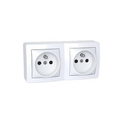 Schneider Electric - alréa double prise de courant 2P + t connexion rapide avec cadre saillie blanc p - ALB62473P
