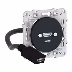 Odace - prise HDMI type A - Anthracite - prise femelle / câble femelle arrière