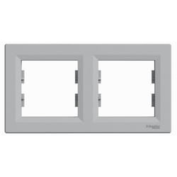 Cadre double horizontal - SCHNEIDER ELECTRIC - Asfora - Aluminium - 2 postes - IP20