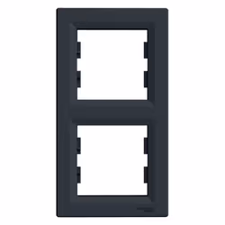 Plaque de finition - SCHNEIDER ELECTRIC - Asfora - Anthracite - 2 postes verticaux - IP20