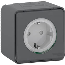 Prise schuko en saillie 2P+T Schneider Mureva Styl Gris