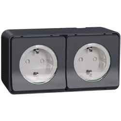 Mureva Styl Double PC 2P+T schuko précâblée horiz saillie IP55 IK08 gris SCHNEIDER MUR36029 Caractéristiques Principales gamm ...