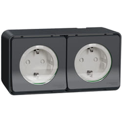 Schneider Electric - Mureva Styl Double pc 2P+T schuko précâblée horiz saillie IP55 IK08 gris schneider MUR36029