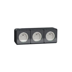 Schneider Electric - Mureva Styl - Triple pc 2P+T horiz. précâblée - saillie - IP55 - IK08 - gris