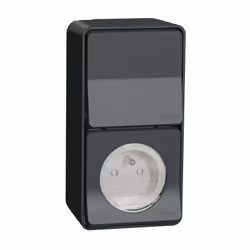 Mureva Styl - Prise courant 2P+T+va et vient verti. - saillie - IP55 IK08 - gris