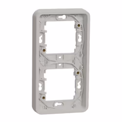 Mureva Styl - cadre pour montage encastré - 2 postes vertical - entraxe 71 x blanc RAL 9003 fixation par vis - auto-extinguib ...