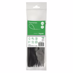 Collier serre-cable noir 200x2.5mm (blister de 100) pour fixation de fils et cables Ø 52mm max PA6.6 anti-UV Thorsman Collier ...