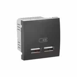 Double chargeur USB 2.1A encastré couleur graphite (sans support ni plaque) Unica SCHNEIDER MGU3.418.12 Double USB charger 2. ...