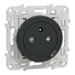 Schneider Electric - schneider odace prise de courant 2P+T + usb type-c affleurante anthracite - S540089