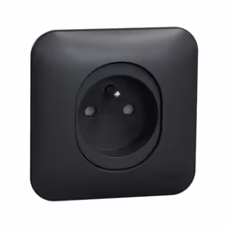 Prise 2P+T 16A anthracite complete avec support et plaque bornes auto Vis/Griffe Ovalis Prise 2P+T avec plaque Bornier rapide ...