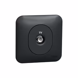 Ovalis - prise TV - fixation avec griffes - Anthracite - Produit complet avec une plaque de finition et griffes pré installé  ...