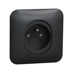 Schneider Electric - Prise 2P+T 16A anthracite complete avec support et plaque bornes auto Vis/Griffe Ovalis
