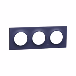 Plaque de finition couleur bleu cobalt 3 postes horiz/vert entraxe 71mm pour appareillage mural Odace Styl Odace Styl, plaque ...