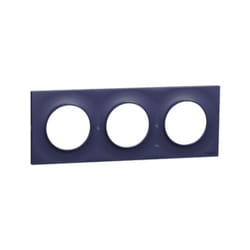 Schneider Electric - Plaque de finition couleur bleu cobalt 3 postes horiz/vert entraxe 71mm pour appareillage mural Odace Styl