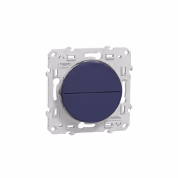 Poussoir volet-roulant bleu cobalt encastré 2 boutons montee/descente 230V avec support (sans plaque) bornes auto ODACE Odace ...