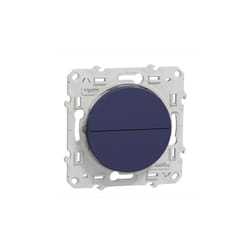 Schneider Electric - Poussoir volet-roulant bleu cobalt encastré 2 boutons montee/descente 230V avec support (sans plaque) bornes auto odace