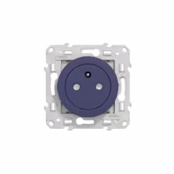 Prise 2P+T 16A affleurante bleu cobalt encastré avec support (sans plaque) bornes auto ODACE Odace - prise de courant 2P+T af ...