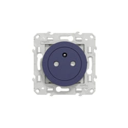 Schneider Electric - Prise 2P+T 16A affleurante bleu cobalt encastré avec support (sans plaque) bornes auto odace