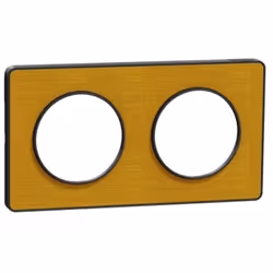 Odace Touch - Plaque de finition Kvadrat en tissus Ocre et liseré Anthracite 2 postes horiz ou vert entraxe 71mm Largeur : 8. ...