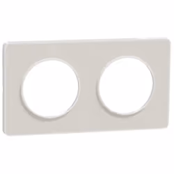 Odace Touch - Plaque de finition Kvadrat en tissus Craie et liseré Blanc - 2 postes horiz ou vert entraxe 71mm Largeur : 8.50 ...