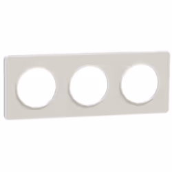 Odace Touch - Plaque de finition Kvadrat en tissus Craie et liseré Blanc - 3 postes horiz ou vert entraxe 71mm Largeur : 22.7 ...
