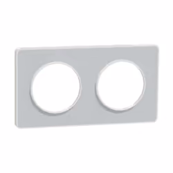 Odace Touch - Plaque de finition Kvadrat en tissus Perle et liseré Blanc - 2 postes horiz. ou vert. entraxe 71mm