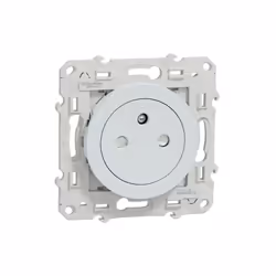 Odace - prise de courant affleurante - 2P+T - française - blanc recyclé - brillant - fixation par vis - Raccordement : 1 x 1, ...