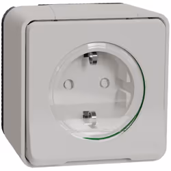 Prise schuko en saillie 2P+T Schneider Mureva Styl Prise schuko 2 pôles en saillie + terre avec protection enfant. Parfaite p ...