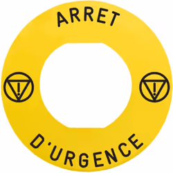 Harmony étiq plate jaune logo EN 'ARRET D'URGENCE' diam. 60 pr ZBZ1605 SCHNEIDER ZBY9130M