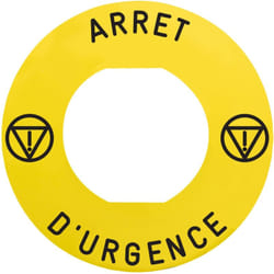 Harmony étiq plate jaune logo en 'arret d'urgence' diam. 60 pr ZBZ1605 schneider ZBY9130M