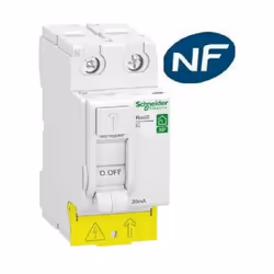 Interrupteur différentiel Resi9 xp 2 x 25 A - 30ma - Type AC Marque Schneider Réf : R9PRC225 Interrupteur différentiel Resi9  ...