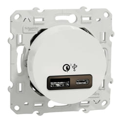 Schneider Electric - prise usb double - rapide - a+c - 18w - 3.4a - odace - blanc s520219