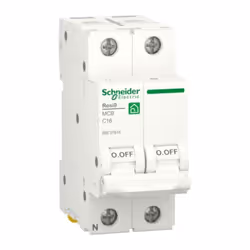 Schneider Resi9 Disjoncteur magnétothermique 16A, pôles 1P+N, pouvoir de coupure 4.5KA C 2 modules, tension assignée d'isolem ...