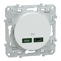 Schneider Electric - Odace - chargeur usb c 65W - forte puissance pour charge app. mobiles - blanc (S520406)