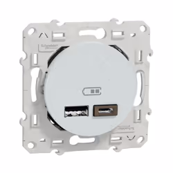 Odace - prise de courant affleurante - 2P+T - française - blanc Recyclé - brillant - fixation par vis - Raccordement : 1 x 1, ...