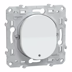 Ovalis - poussoir à fermeture - blanc - 10AX - lumineux Led bleu basse consommation 0,15 mA 250V - Fixation par vis - 3x2 bor ...