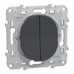 Ovalis - double va-et-vient - anthracite - Fixation par vis - 3x2 bornes auto - 10 AX - 250 V CA 50 Hz - IK04 - IP21 D - couv ...